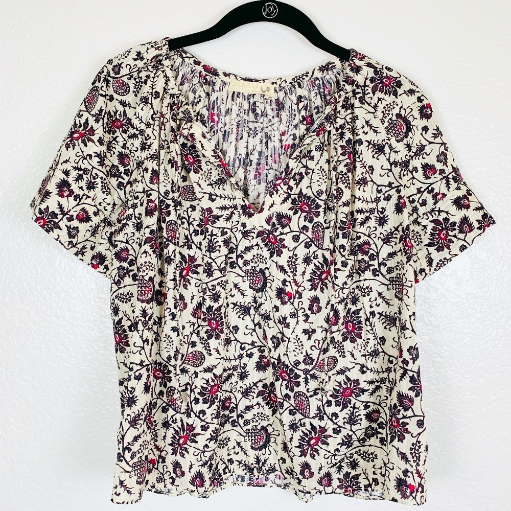 Ulla Johnson Sena Flutter Sleeve Cotton Blend Top Size 2 Floral Cottagecore